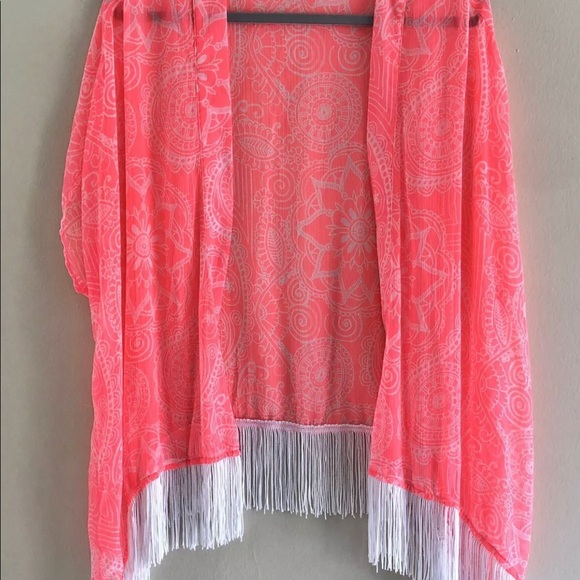 Arizona Jean Company Jackets & Blazers - Bright pink sheer kimono or cover up
